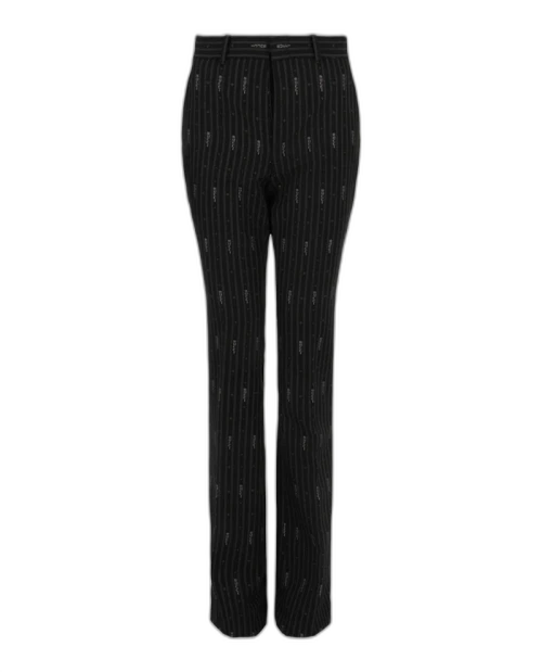 Gucci Wool Blend Pinstriped Pants Black Gardenia