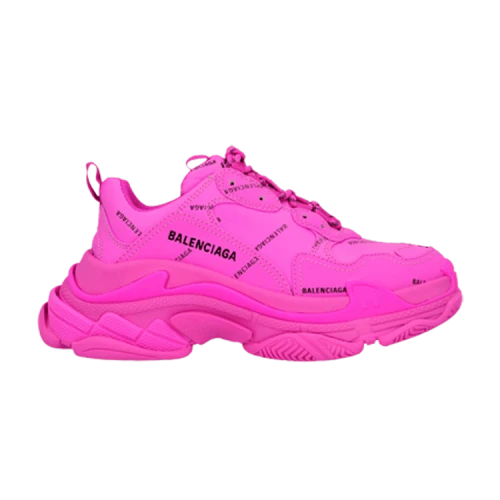 Balenciaga Triple S Sneaker 'All Over Logo - Fuchsia' (Women's)
