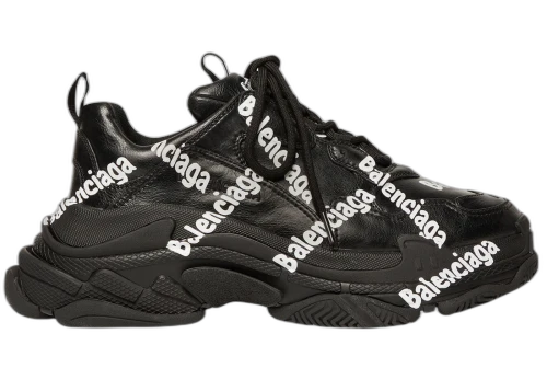 Balenciaga Triple S All Over Logo Black White (Women's)