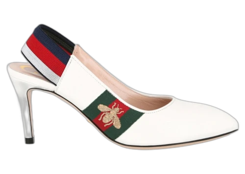 Gucci Sylvie Leather Web Slingback Pumps White Multi (Women's)