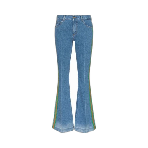 Gucci Contrast Side Stripe Denim Flare Pant 'Blue/Green'