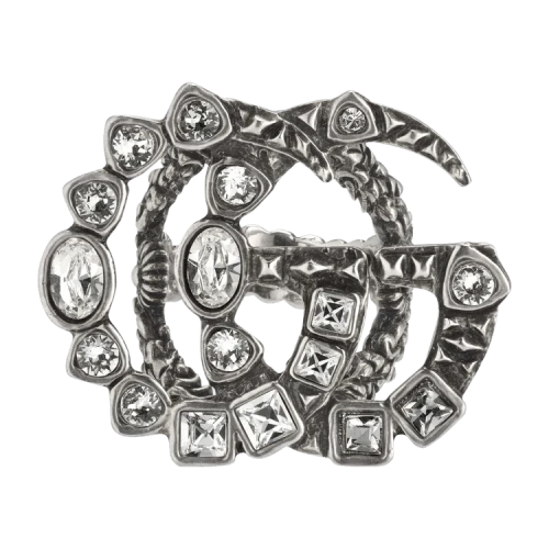 Gucci Crystal Double G Ring 'Aged Palladium'