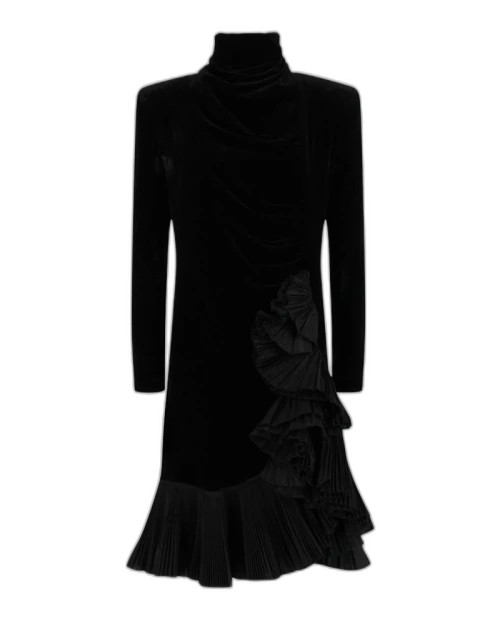 Gucci Velvet Ruffled Dress Black