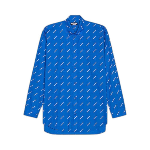 Balenciaga Allover Logo Shirt 'Light Blue'