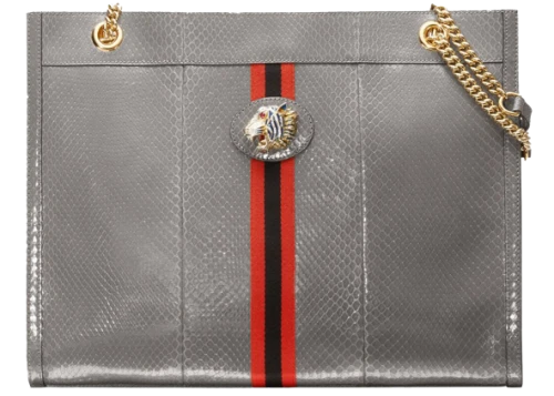 Gucci Rajah Tote Snakeskin Large Dusty Grey