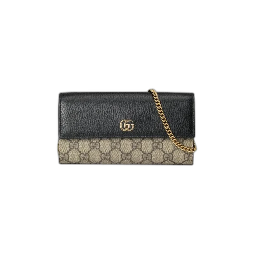 Gucci GG Marmont Chain Wallet 'Beige Ebony' (Women's)