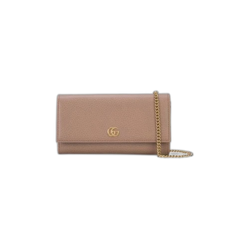 Gucci GG Marmont Leather Chain Wallet 'Perfect Pink'