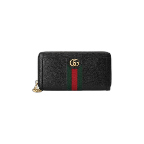 Gucci Leather Ophidia Zip Around Wallet 'Nero'