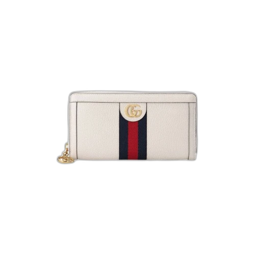 Gucci Leather Ophidia Zip Around Wallet 'Medium White'