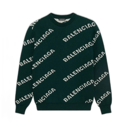 Balenciaga Long-Sleeve Crewneck 'Forest Green/White'
