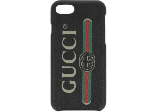 Gucci Printed Logo Leather iPhone 8 Case Black/Multi