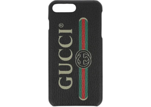Gucci Printed Logo Leather iPhone 8 Plus Case Black/Multi
