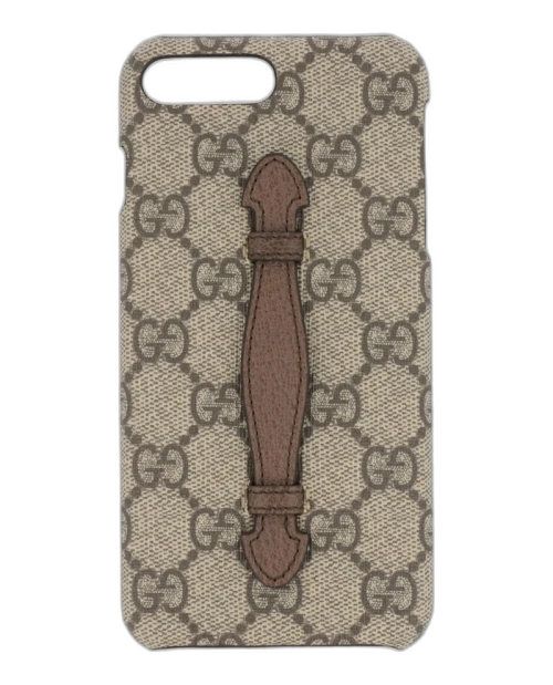 Gucci GG Supreme Selleria iPhone 8 Plus Case Beige Ebony New Maple