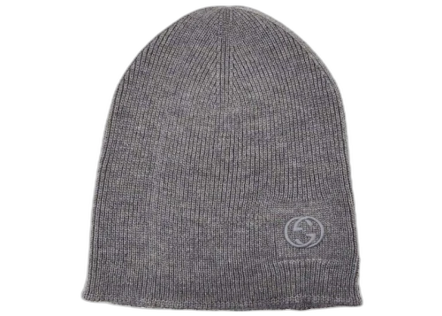 Gucci Wool Simple GG Logo Beanie Grey