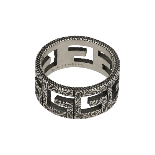 Gucci Silver Gucci Sterling Silver G Cube Wide Band Ring Silver