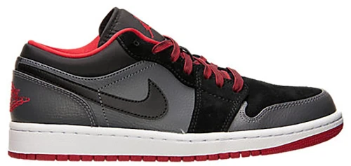 Jordan 1 Low Black Dark Grey Gym Red