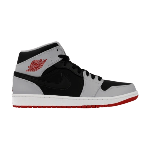 Jordan 1 Mid Black Gym Red Wolf Grey