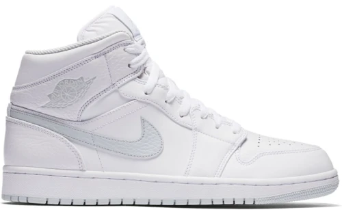 Jordan 1 Mid White Pure Platinum Swoosh