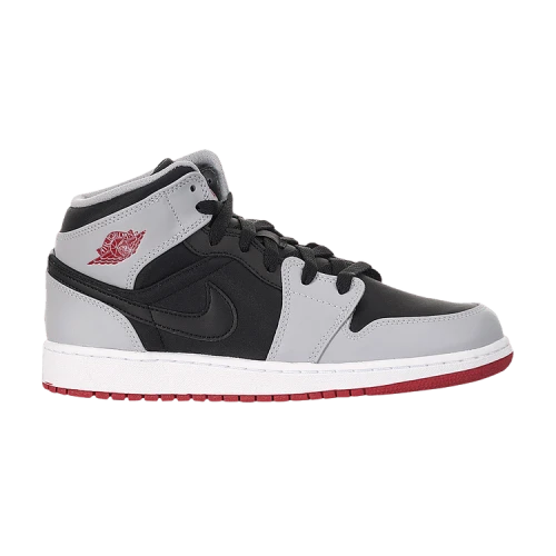 Jordan 1 Mid Black Gym Red Wolf Grey (GS)
