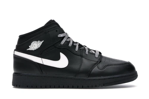 Jordan 1 Mid Black White Speckle (GS)