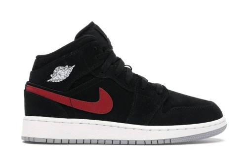 Jordan 1 Mid Multi-Color Swoosh Black (GS)