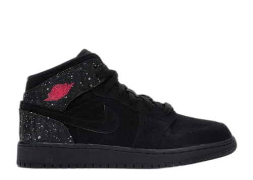 Jordan 1 Mid Black Rush Pink White Splatter (GS)