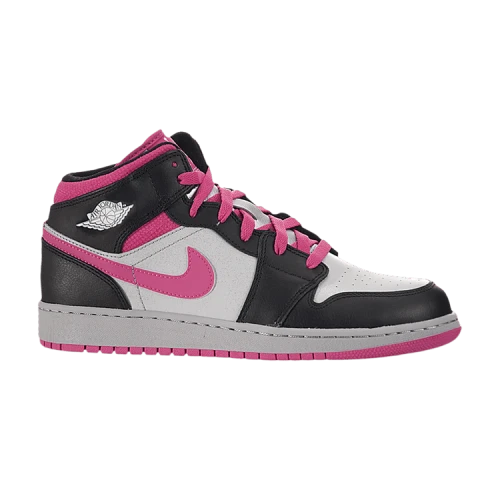 Jordan 1 Mid Silver Black Vivid Pink (GS)