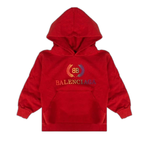 Balenciaga Kids Logo Hooded Sweatshirt 'Red'