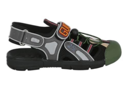 Gucci Tinsel Sports Sandal Black Silver Green
