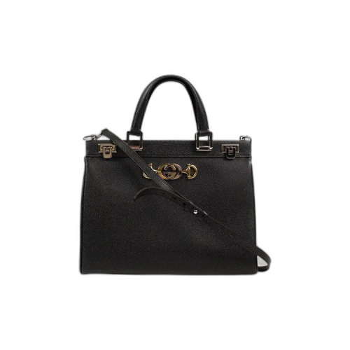 Gucci Zumi Grainy Leather Medium Top Handle Bag 'Black'
