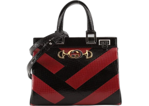 Gucci Zumi Python Top Handle Medium Black/Red Chevron