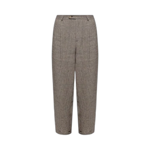 Gucci Checked Linen Cropped Trousers 'Brown'