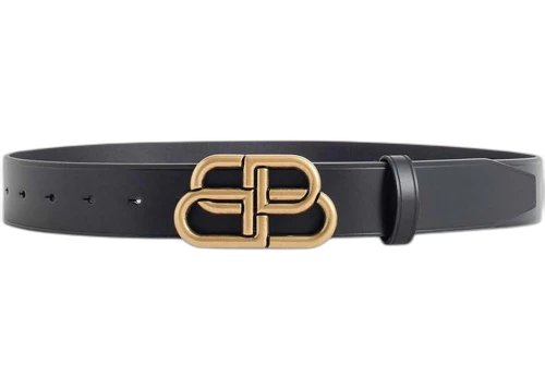 Balenciaga BB Large Belt Gold-tone Black