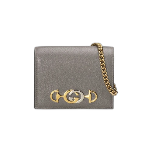 Gucci Grainy Leather Zumi Card Case Wallet 'Dusty Grey'