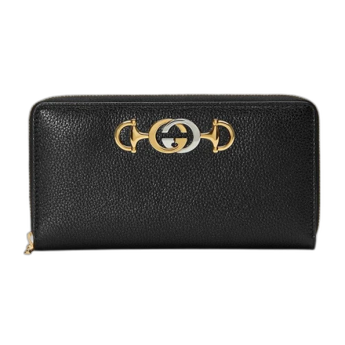 Gucci Grainy Leather Zip Around Wallet 'Black'