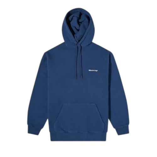 Balenciaga Corporate Logo Popover Hoodie 'Nautical Blue/White'