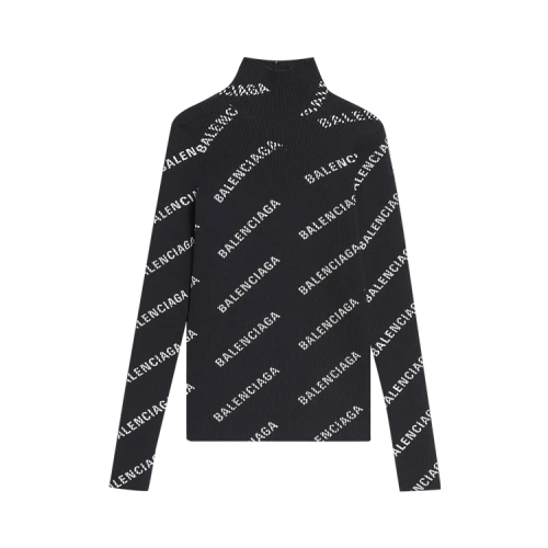 Balenciaga All Over Logo Turtleneck 'Black'