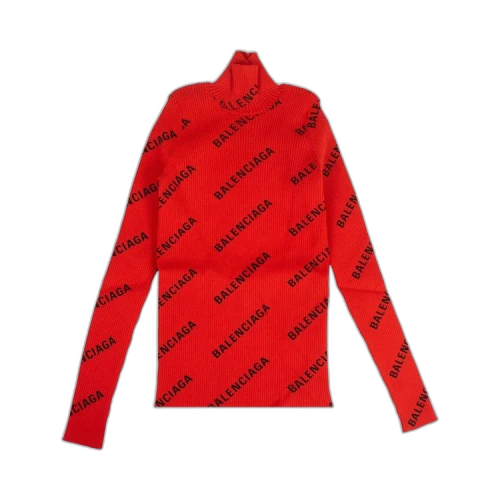 Balenciaga All Over Logo Turtleneck 'Red'