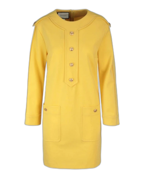 Gucci Long Sleeve Shift Dress Lemon