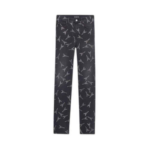 Balenciaga Eiffel Tower Print Slim Jeans 'Black'