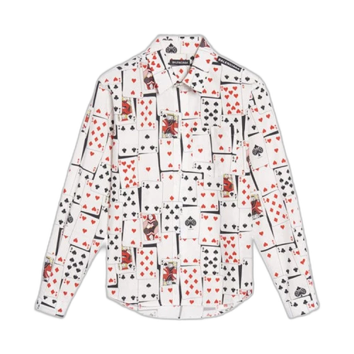 Balenciaga Playing Card Print Shrunken Button Down Shirt 'White'