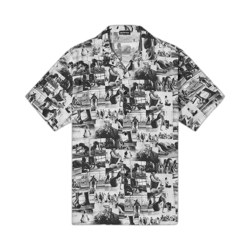 Balenciaga Yoga Print Vacation Button Down Shirt 'Black/White'