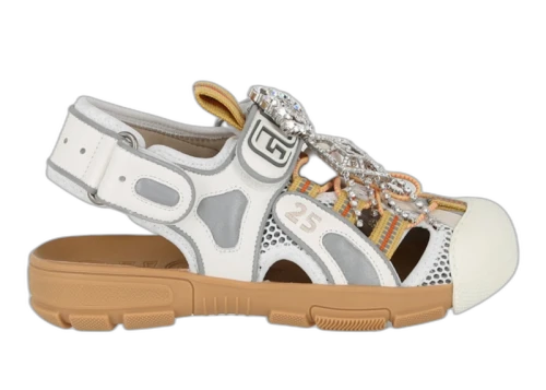 Gucci Tinsel Sport Sandals Crystal White Grey (Women's)