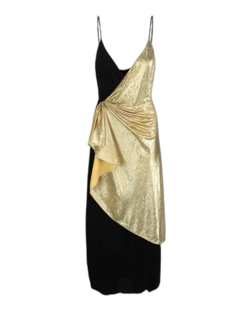 Gucci Asymmetric Silk Dress Black Gold