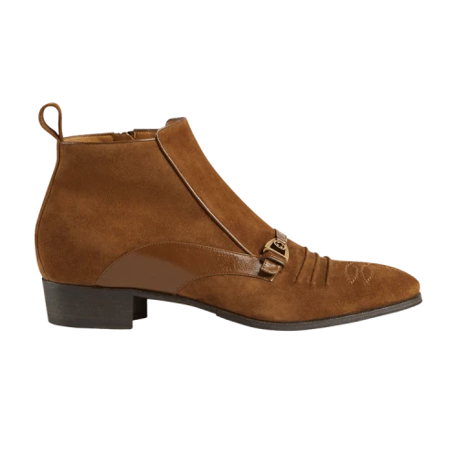 Gucci Moloch Suede Ankle Boot 'Brown'