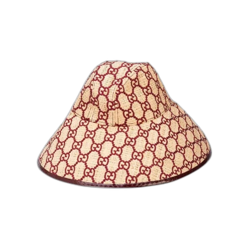 Gucci GG Embroidered Raffia Hat 'Ivory/Bordeaux'