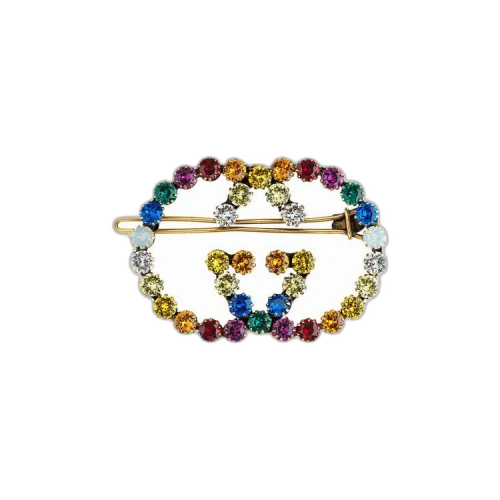 Gucci Crystal Interlocking G Hair Clip 'Gold/Multicolor'