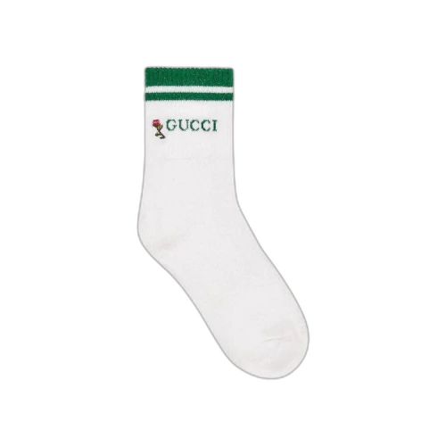 Gucci Socks With Gucci And Flower 'White'