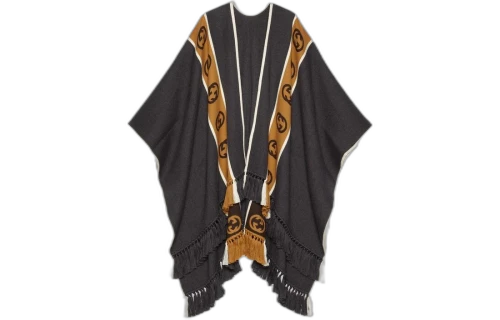 Gucci Wool Poncho With Interlocking G Stripe 'Graphite'