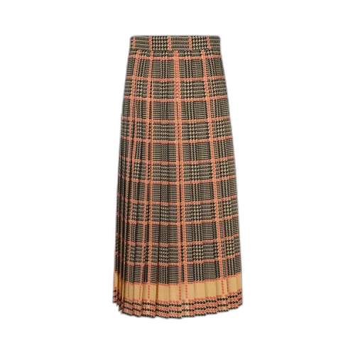 Gucci High-Waisted Check Print Skirt 'Black/Orange'